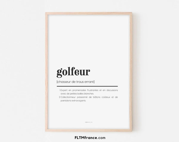 Cadeau golf - affiche définition golfeur à imprimer