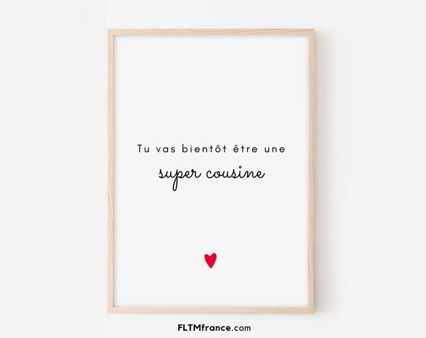 Tu vas bientôt être une super cousine - Carte annonce grossesse originale