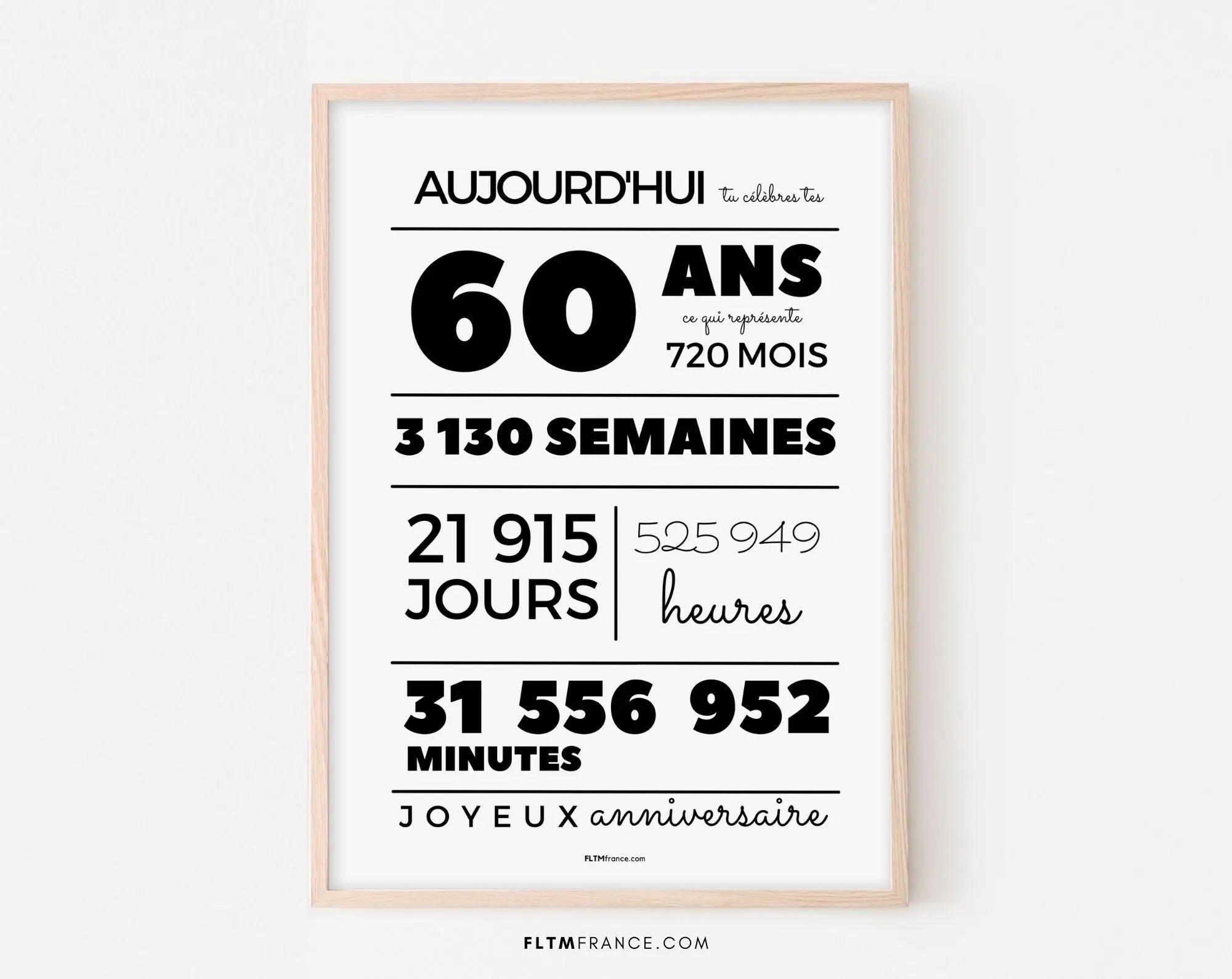 Affiche 60 Ans 720 Mois 3130 Semaines Anniversaire 60 Ans FLTM Affiche 60 Ans 720 Mois 3130 Semaines Anniversaire 60 Ans FLTM