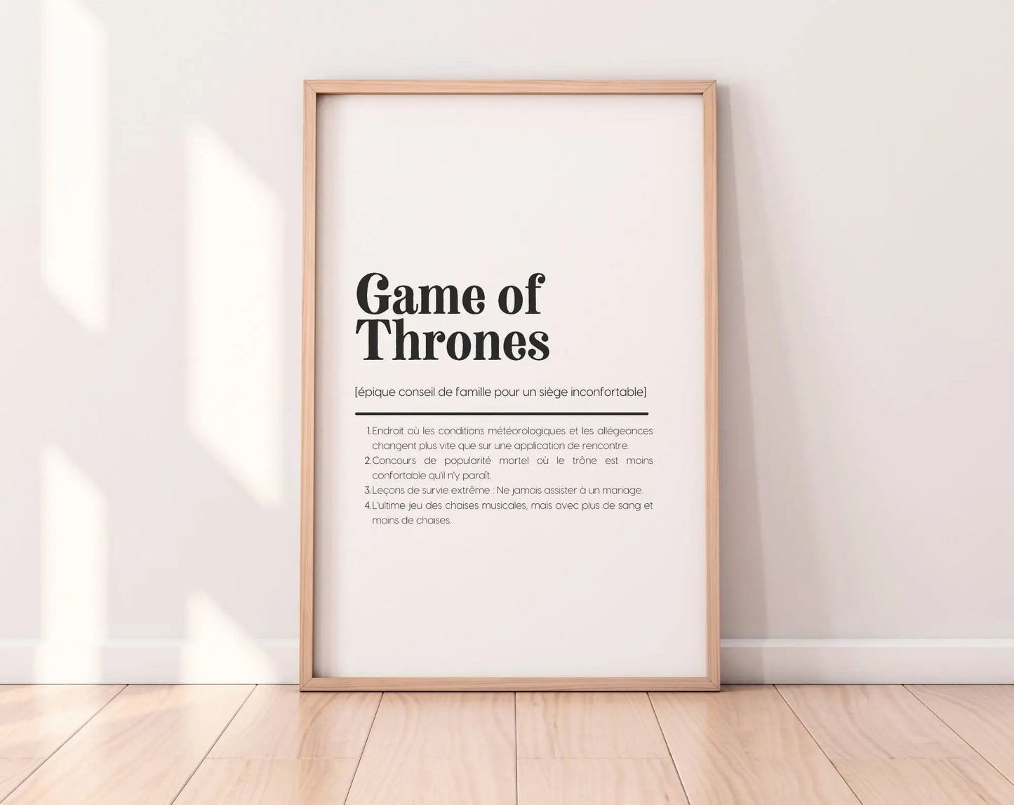 Affiche définition parodique GOT - Affiche définition humour série FLTMfrance