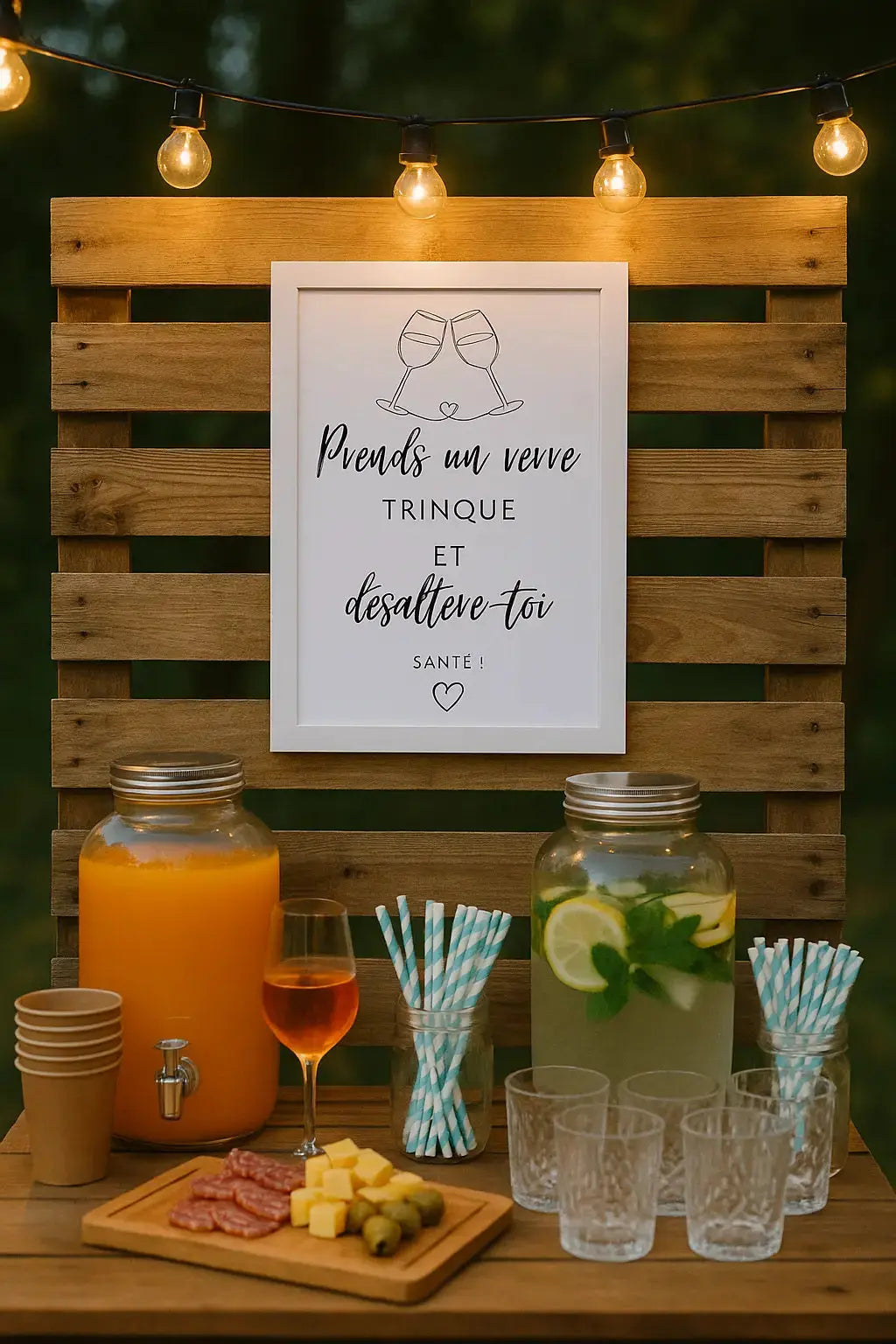 Affiche prends un verre trinque et désaltère-toi - Affiche décoration événement FLTMfrance