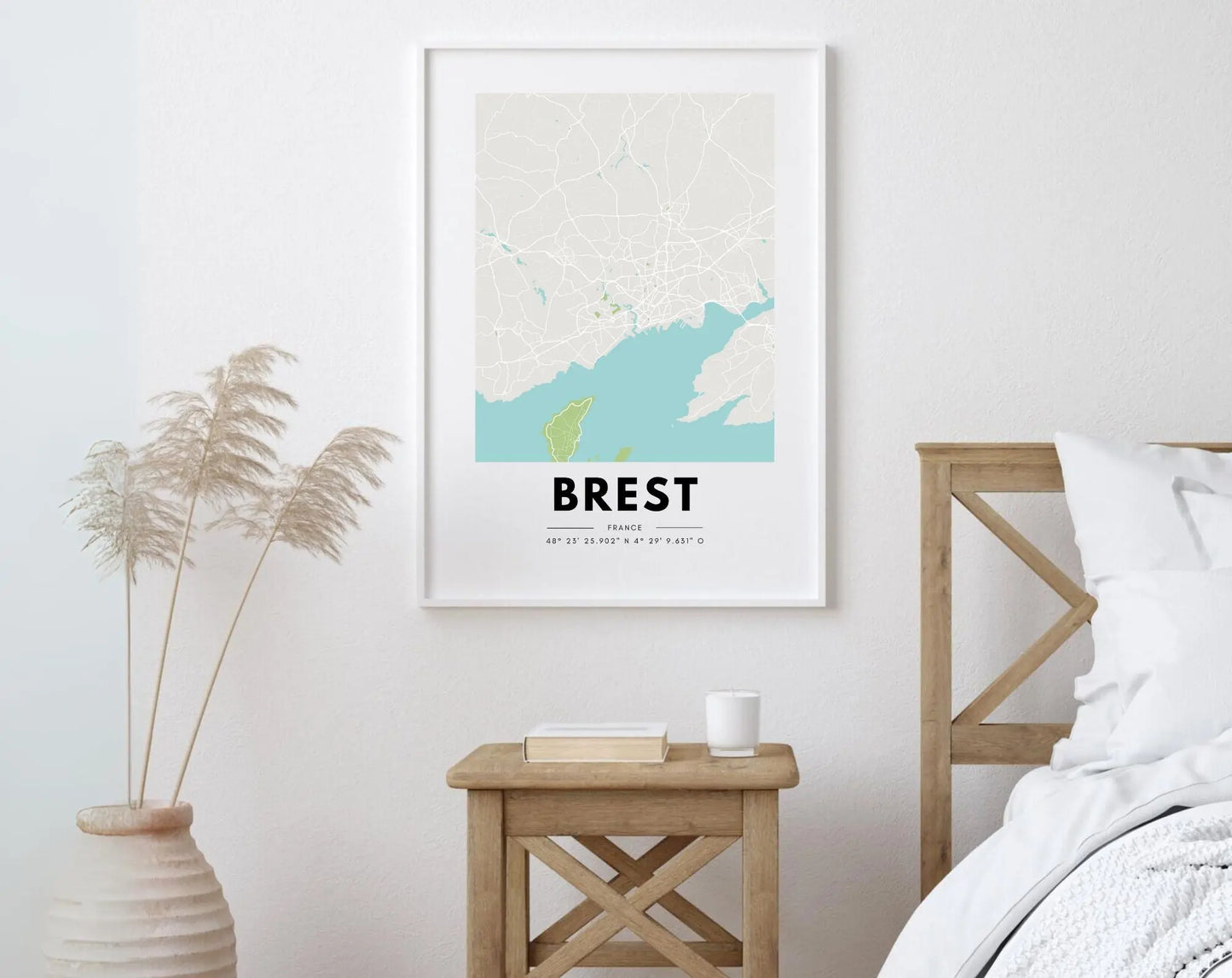 Affiche carte Brest - Villes de France FLTMfrance