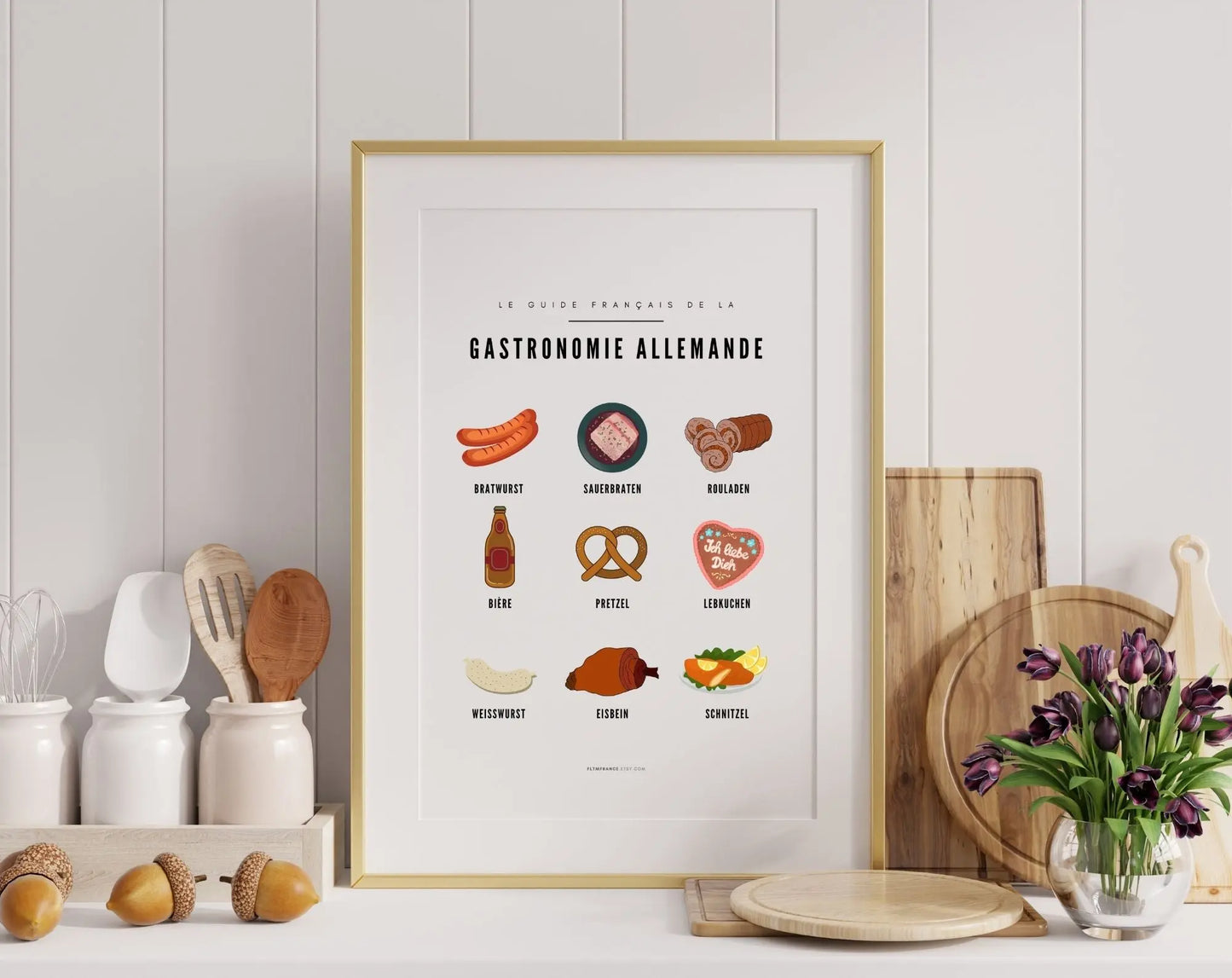 Affiche Guide Gastronomie Allemande - Guide culinaire des spécialités allemandes FLTMfrance