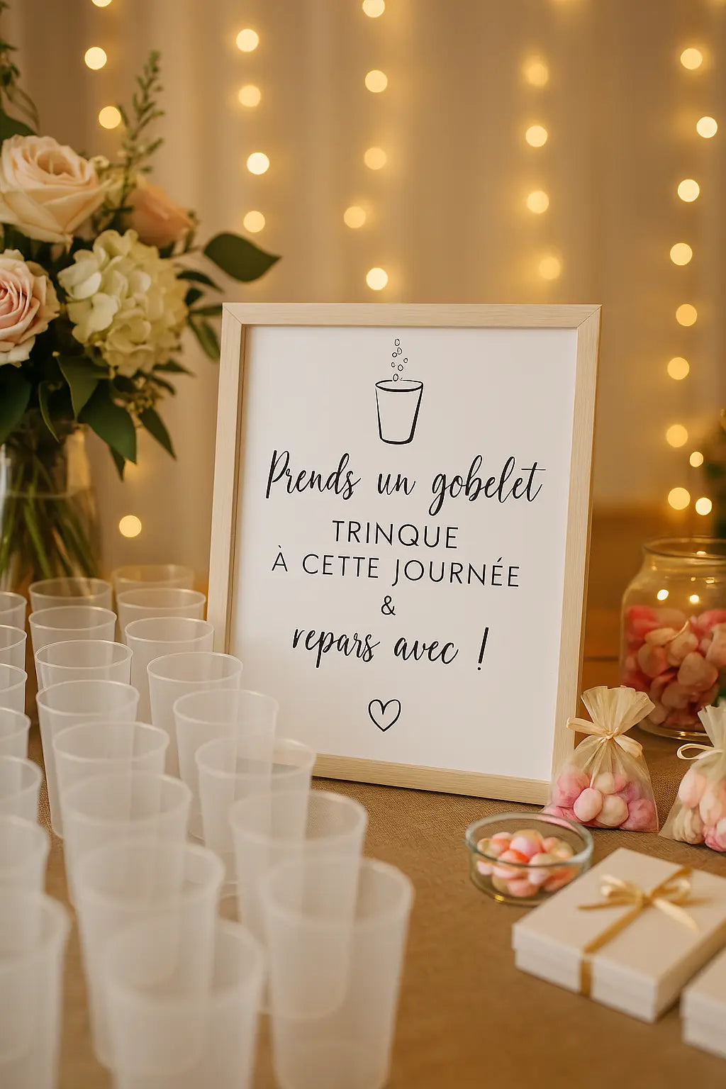 Affiche Prends un gobelet trinque à cette journée repars avec - Affiche décoration événement FLTMfrance