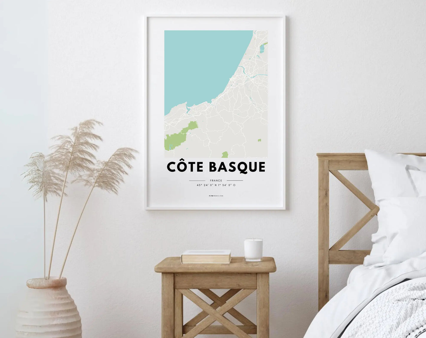 Affiche carte Côte Basque - Villes de France FLTMfrance
