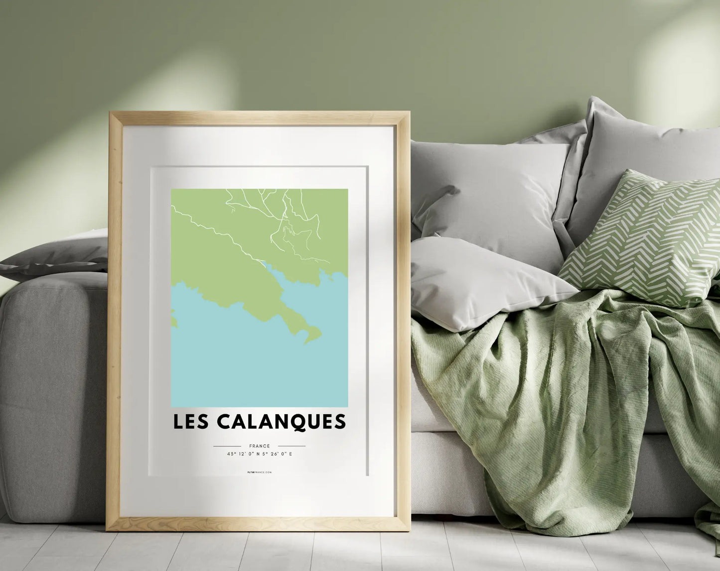 Affiche carte Les Calanques - Villes de France FLTMfrance
