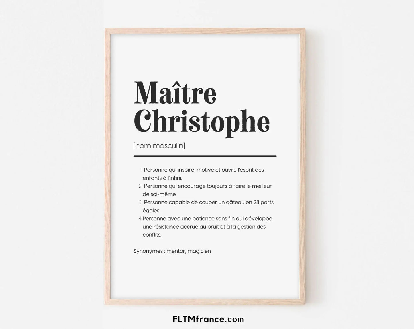 Affiche définition personnalisée maître - Cadeau école FLTM