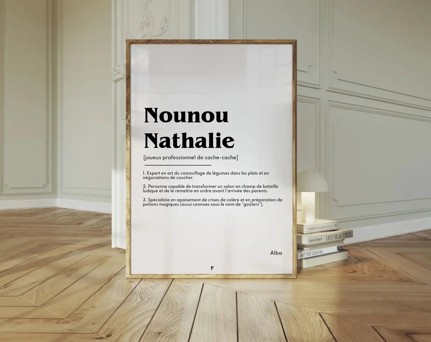 Affiche définition personnalisée nounou – Cadeau assistante maternelle FLTM