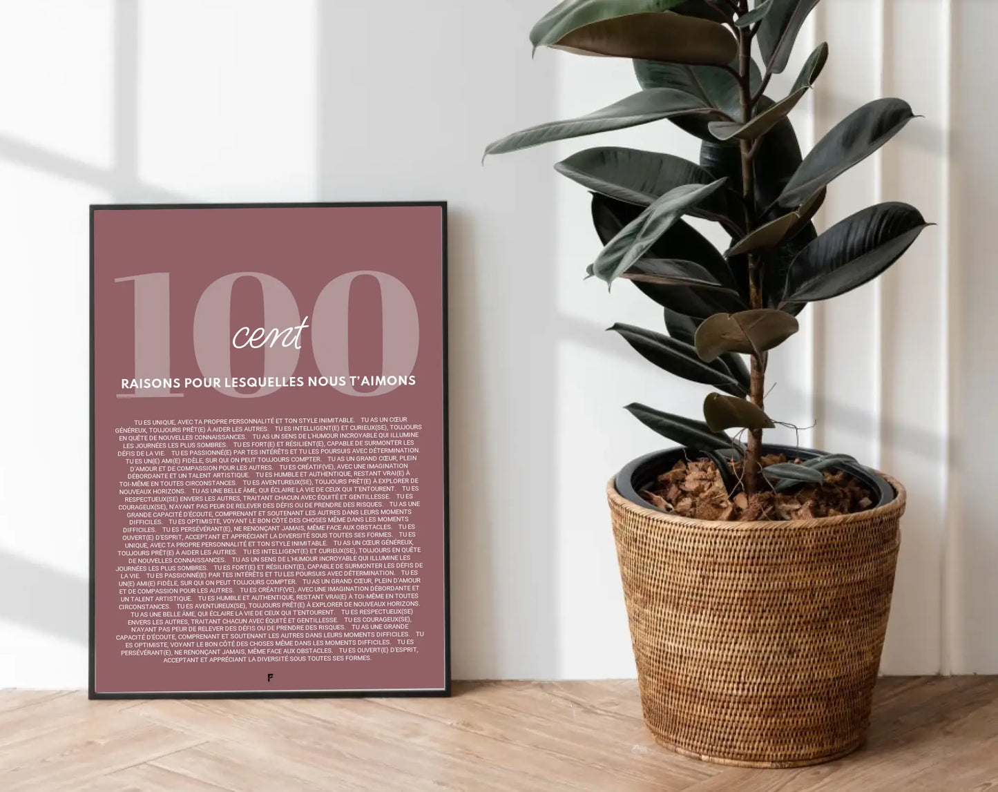 Affiche personnalisée 100 raisons pour lesquelles nous t'aimons - Cadeau 100 ans FLTMfrance