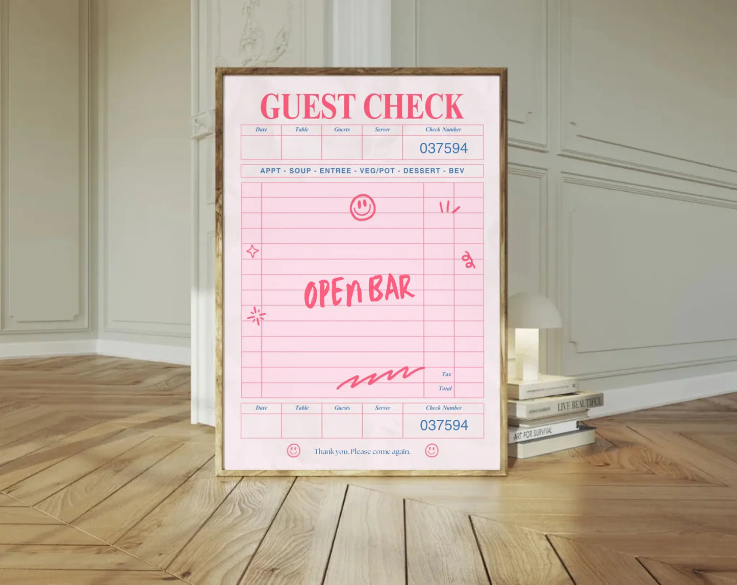 Affiche personnalisée Guest Check - Décoration humour FLTM