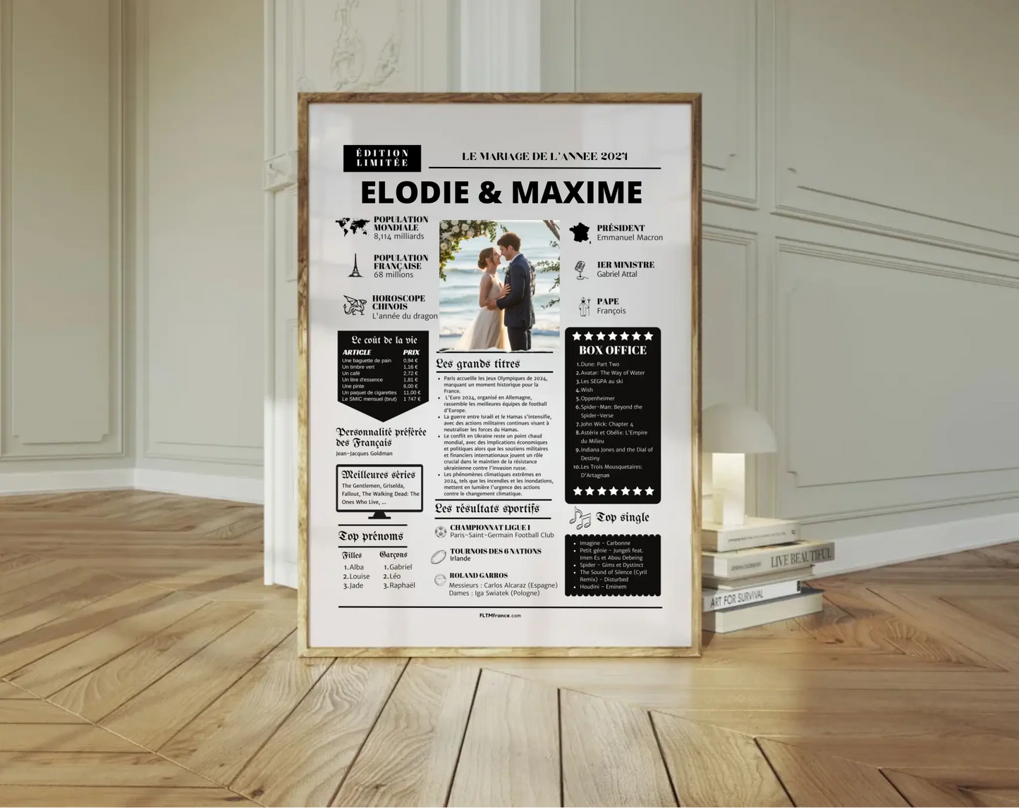 Affiche personnalisée 2 ans de mariage - Noces de Cuir FLTM