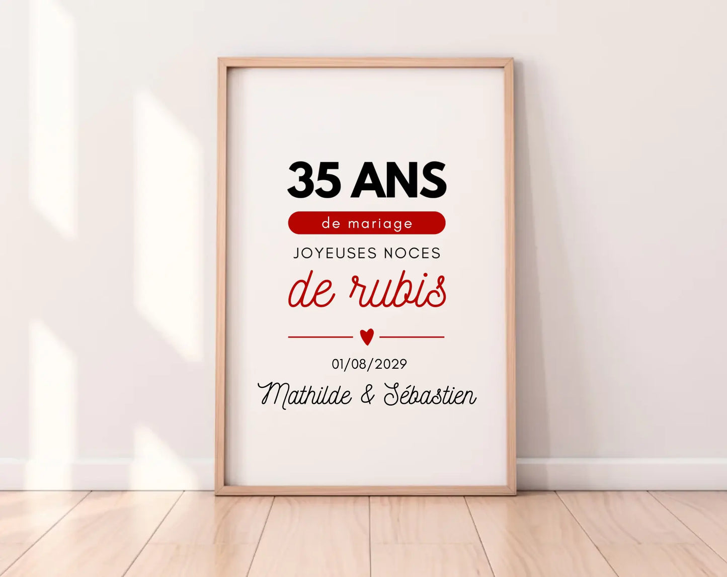 Affiche personnalisée Joyeuses Noces de corail – 35 ans de mariage FLTM