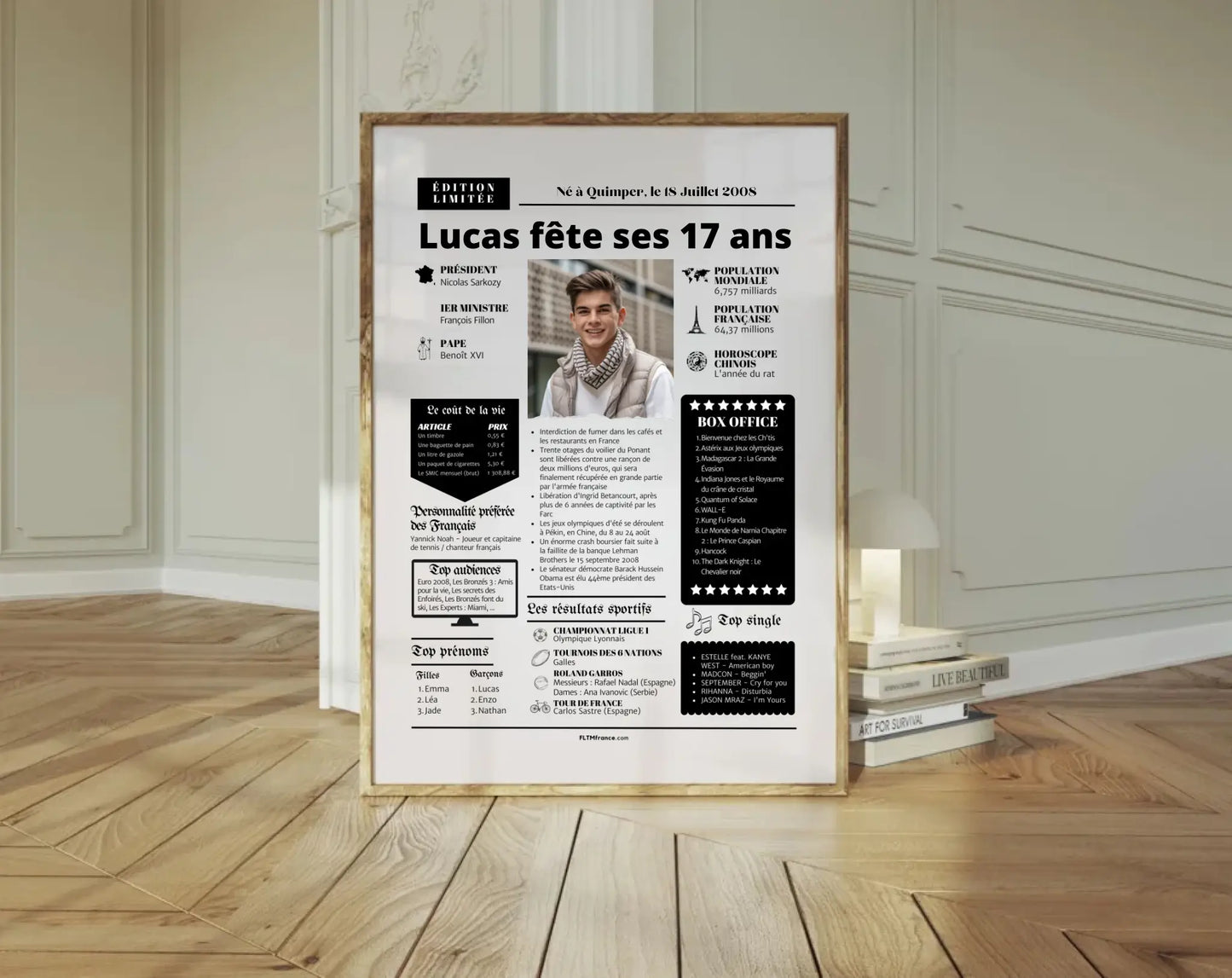 Affiche personnalisée anniversaire 17 ans – Année de naissance FLTM