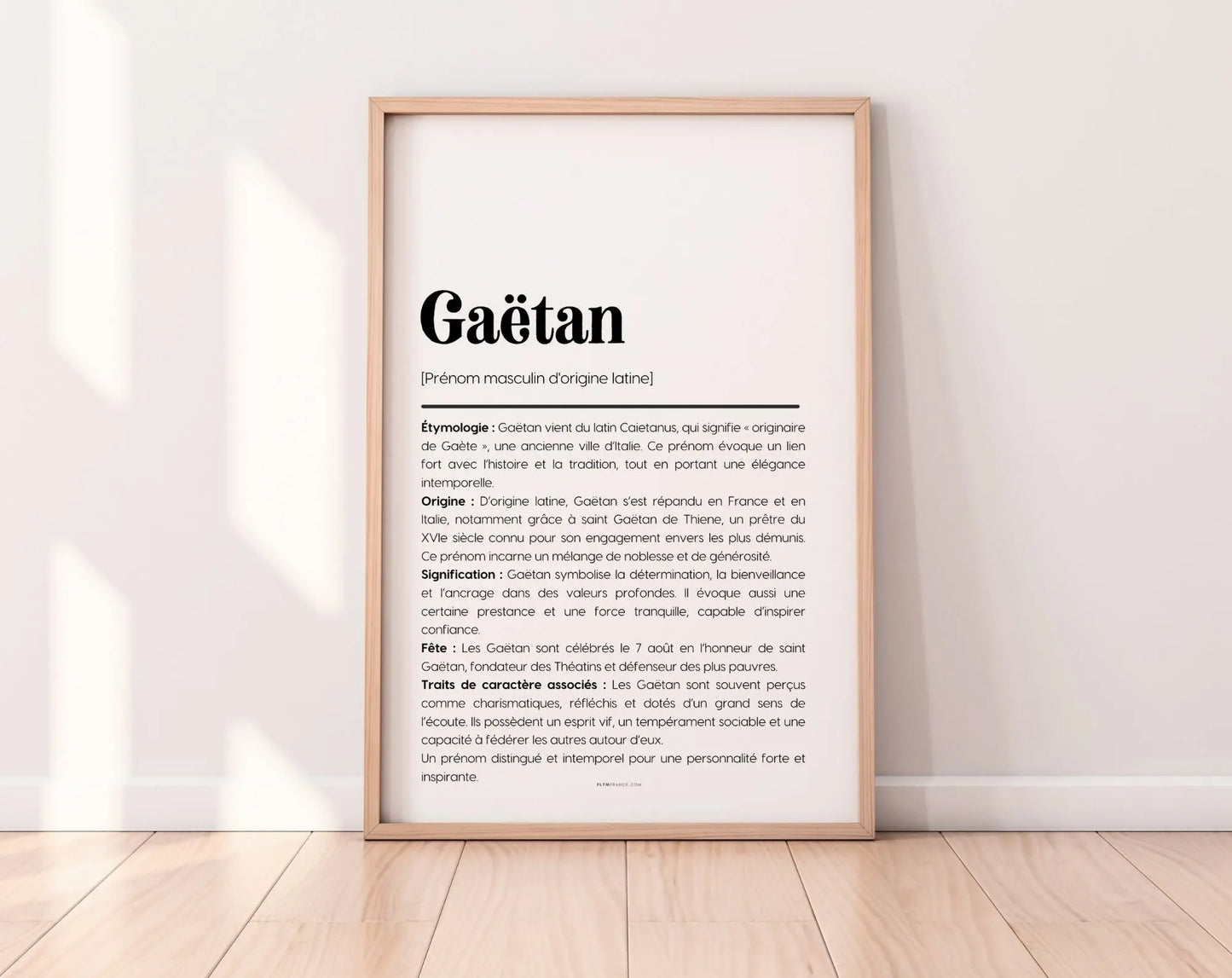 Affiche prénom Gaëtan à imprimer FLTM