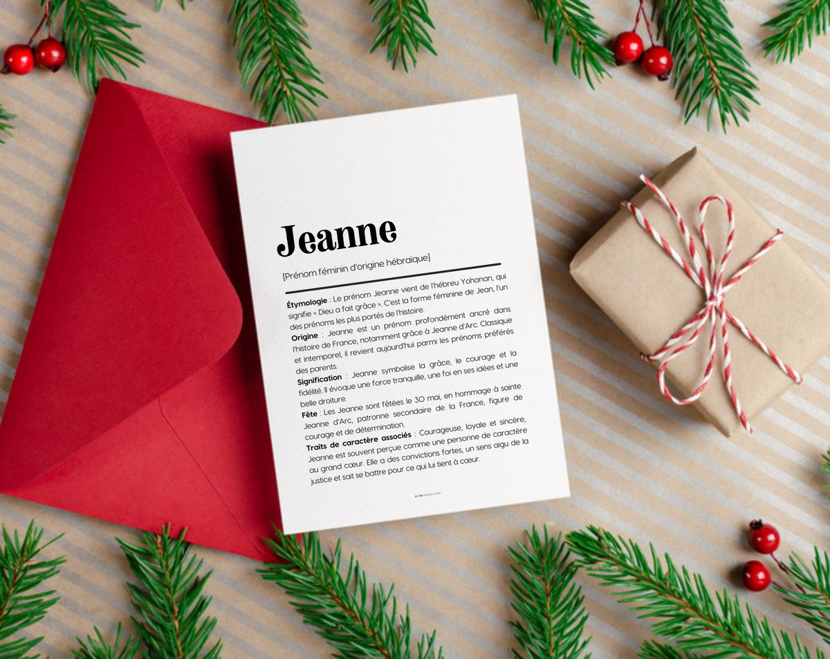 Affiche prénom Jeanne à imprimer FLTM