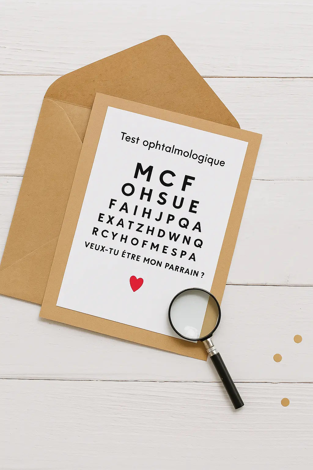 Affiche test ophtalmologique – Demande marraine ou parrain originale à imprimer FLTMfrance