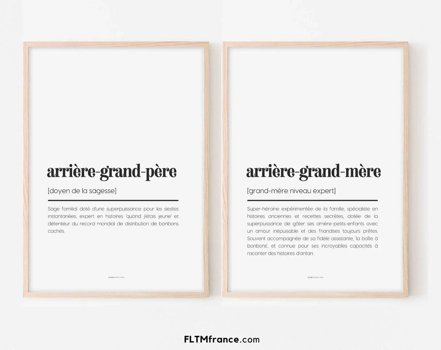 Affiches définition arrière grand-père et arrière grand-mère - Affiche définition humour FLTMfrance