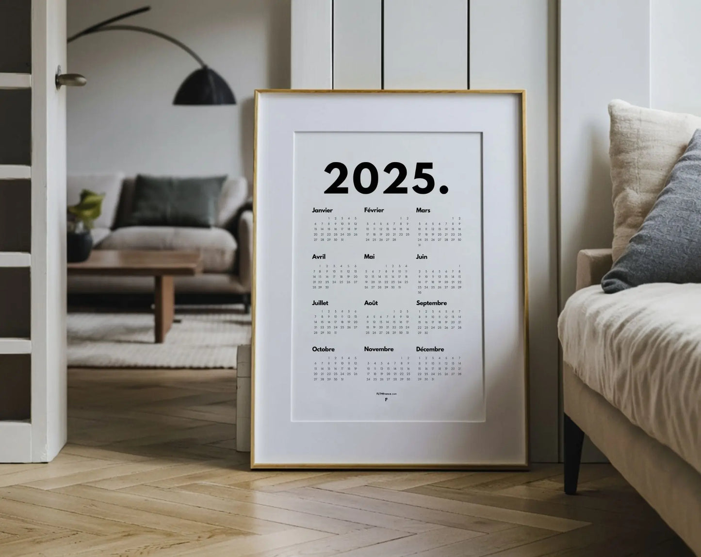 Calendrier 2025 minimaliste à imprimer FLTMfrance