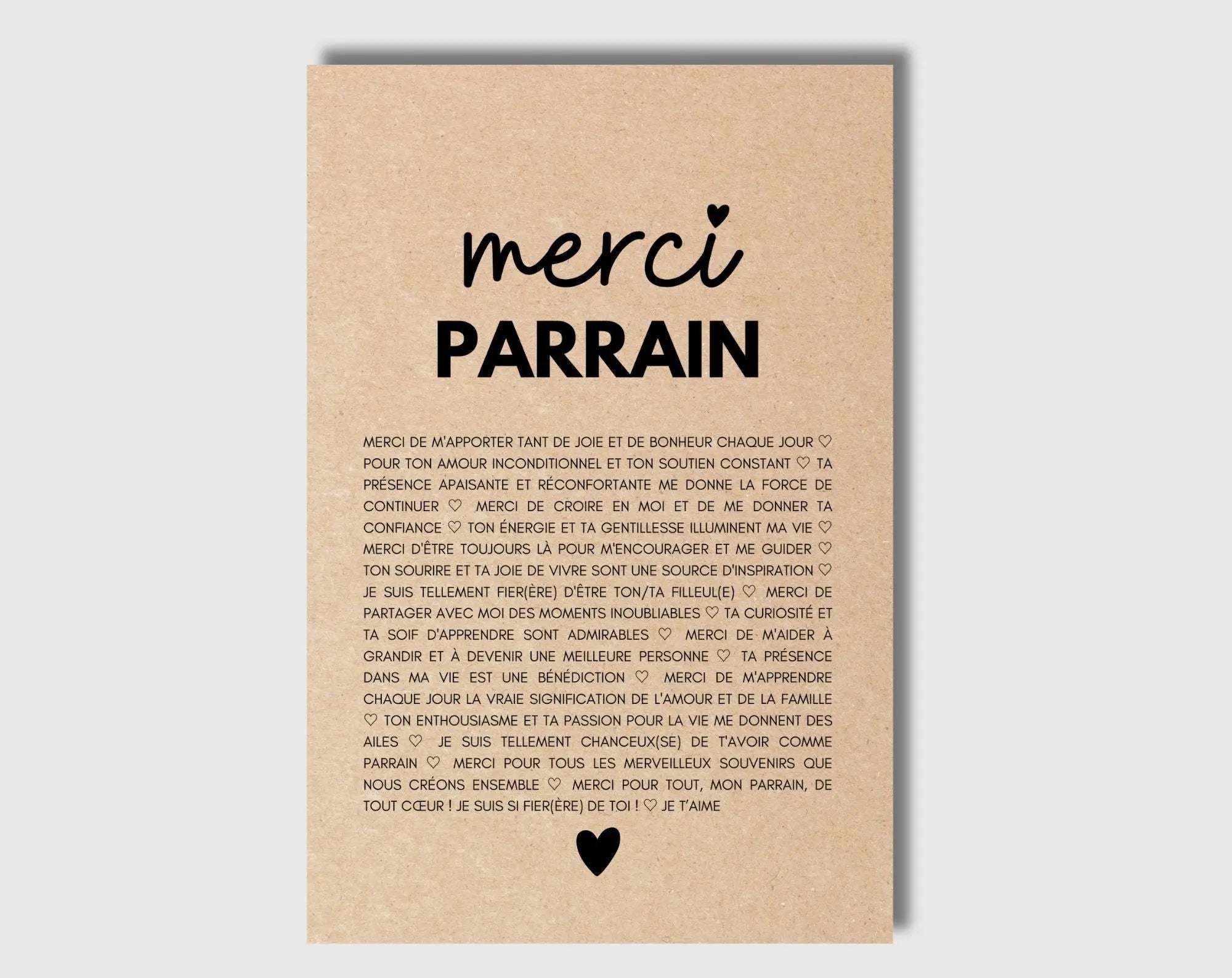 Carte Merci parrain Idée cadeau anniversaire pour son parrain