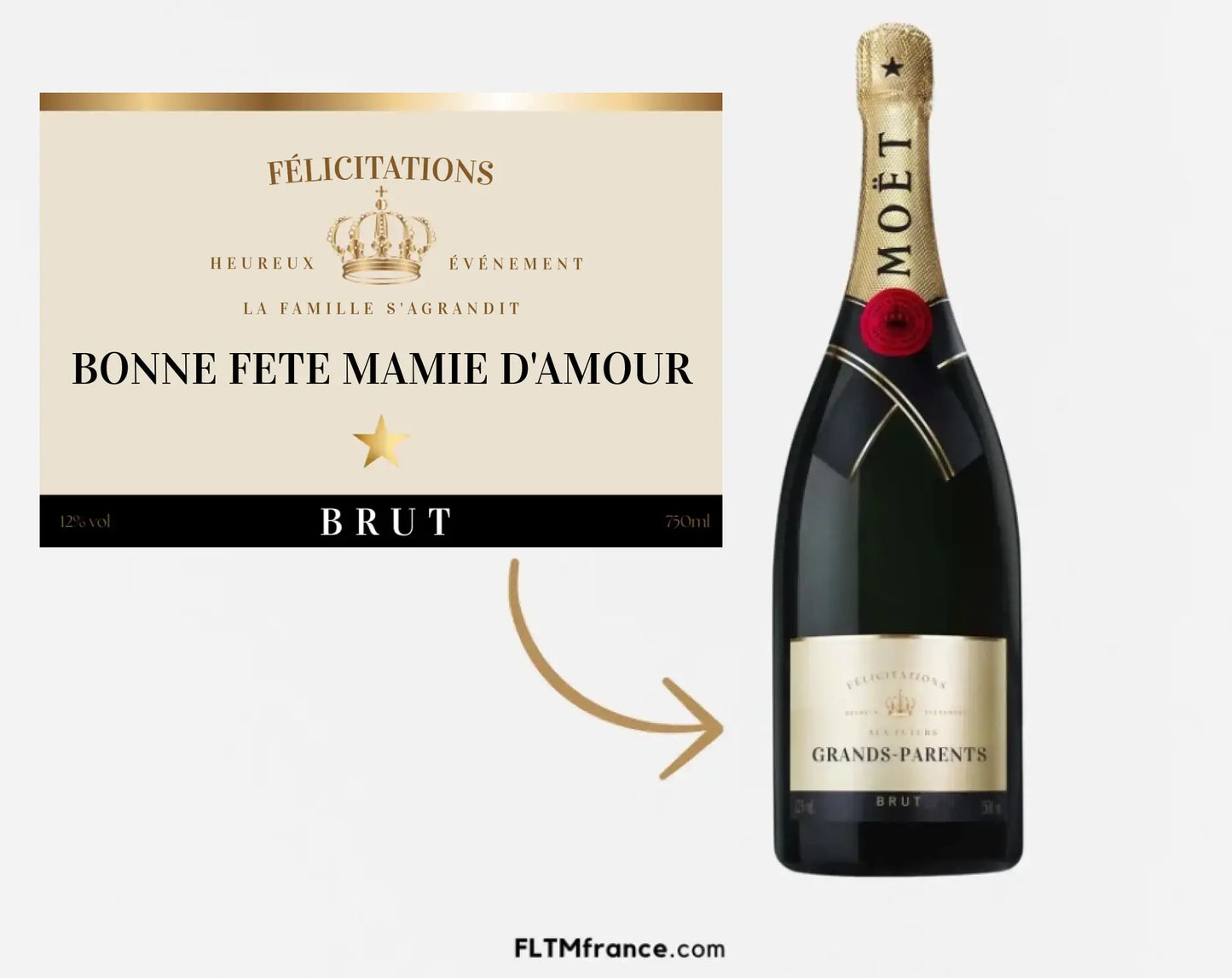 Étiquette champagne Fête des Grands-Mères à imprimer FLTM