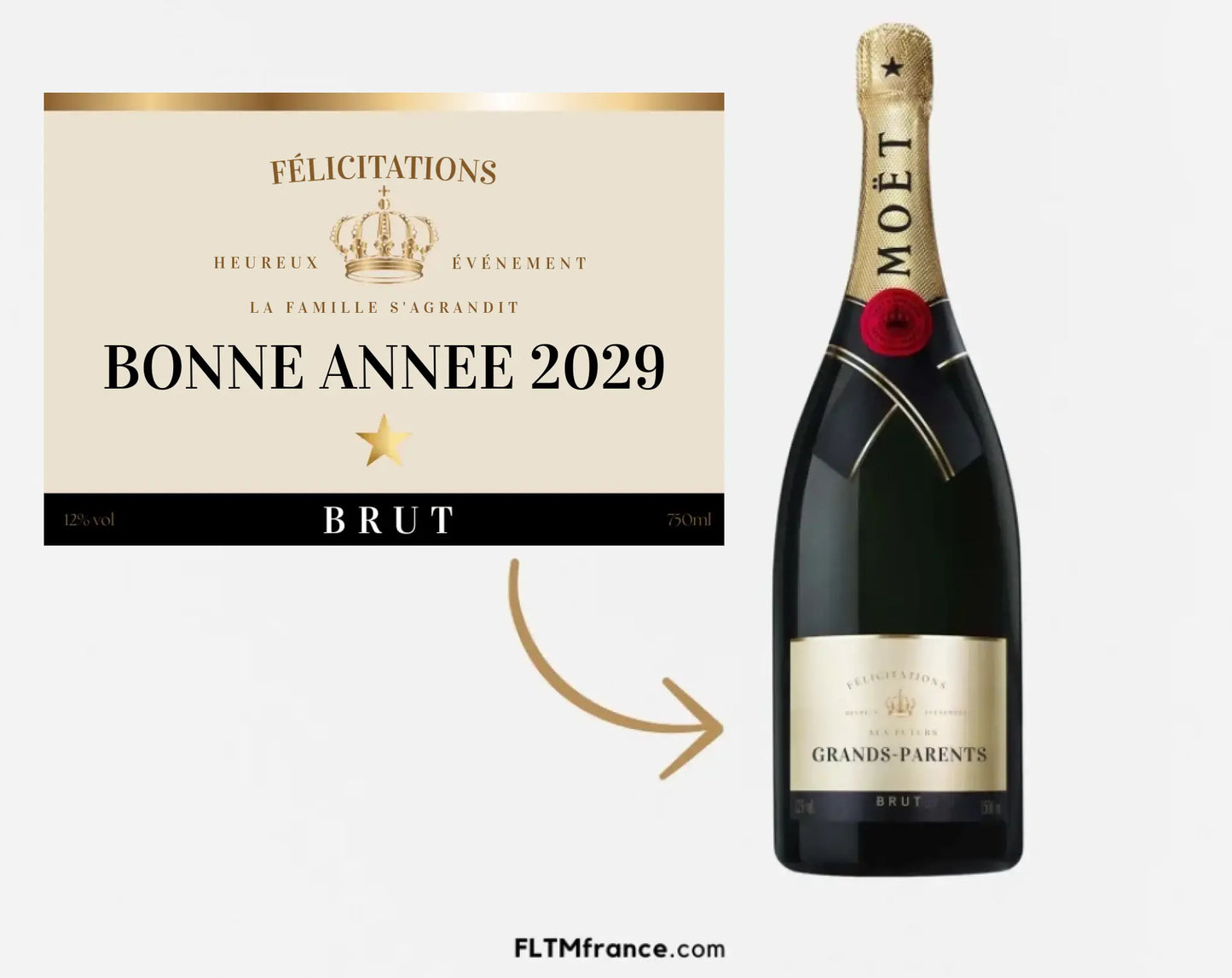 Étiquette champagne Nouvel An à imprimer FLTM