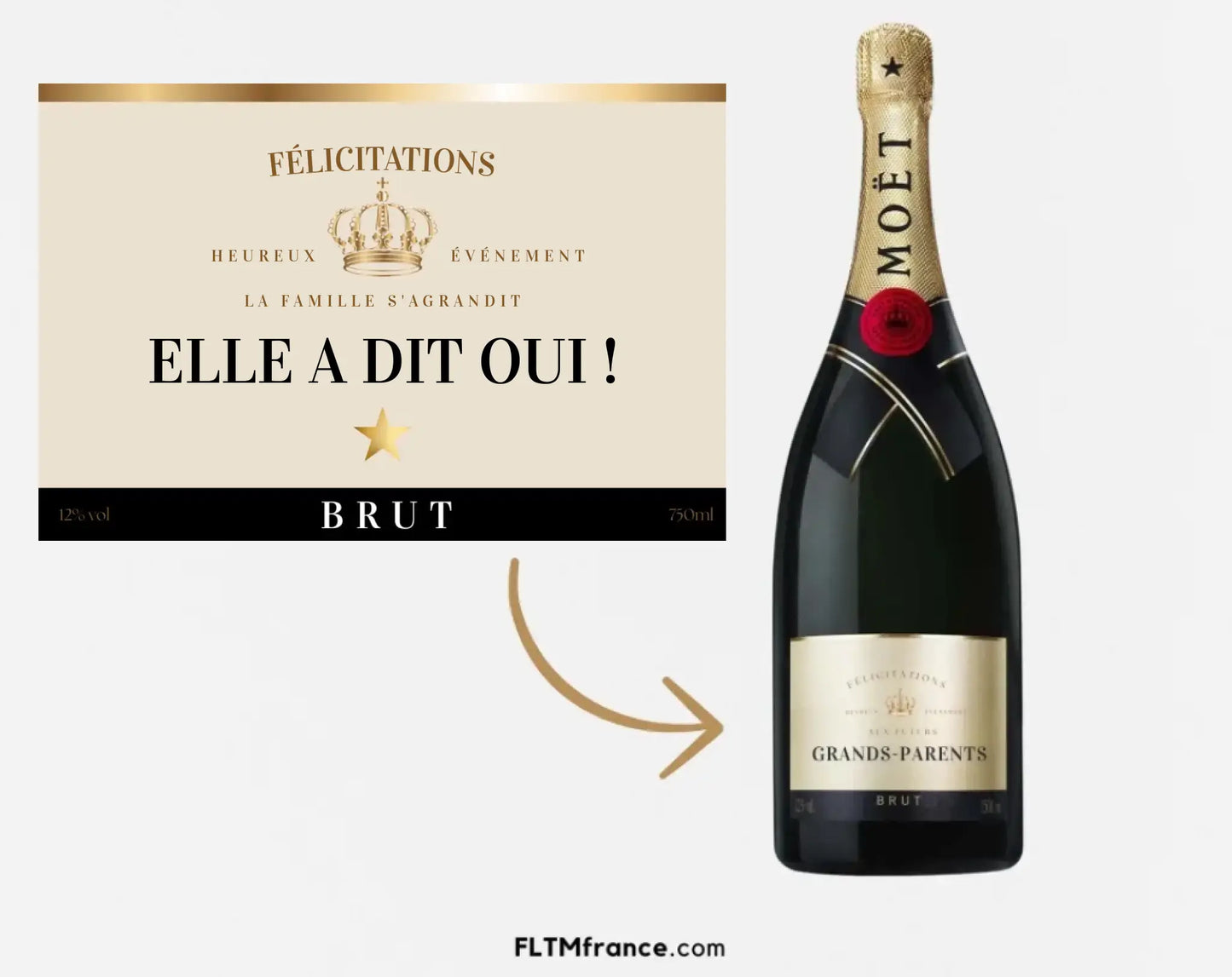 Étiquette champagne annonce Fiançailles à imprimer FLTM