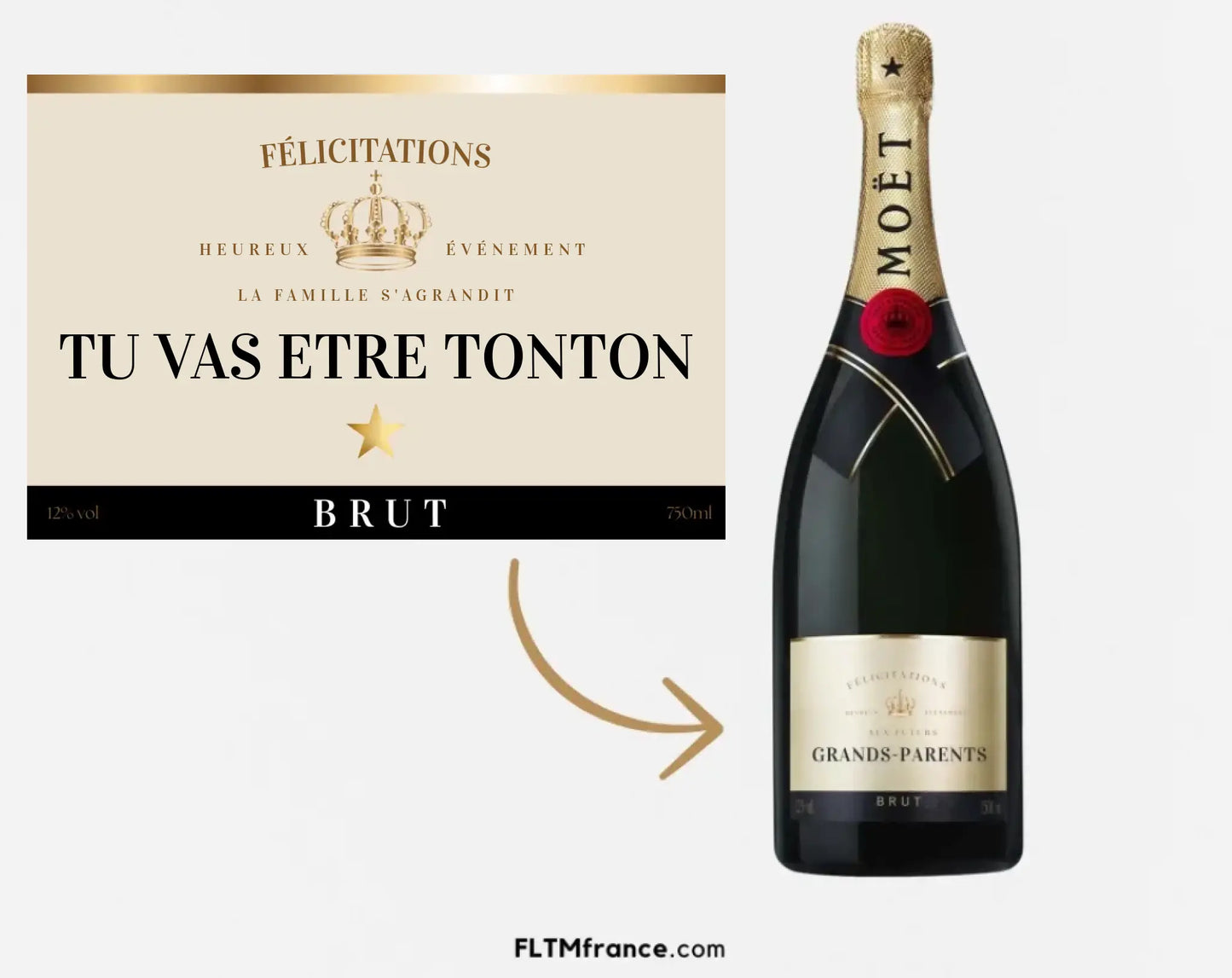 Étiquette champagne annonce grossesse Tu vas être Tonton à imprimer FLTM