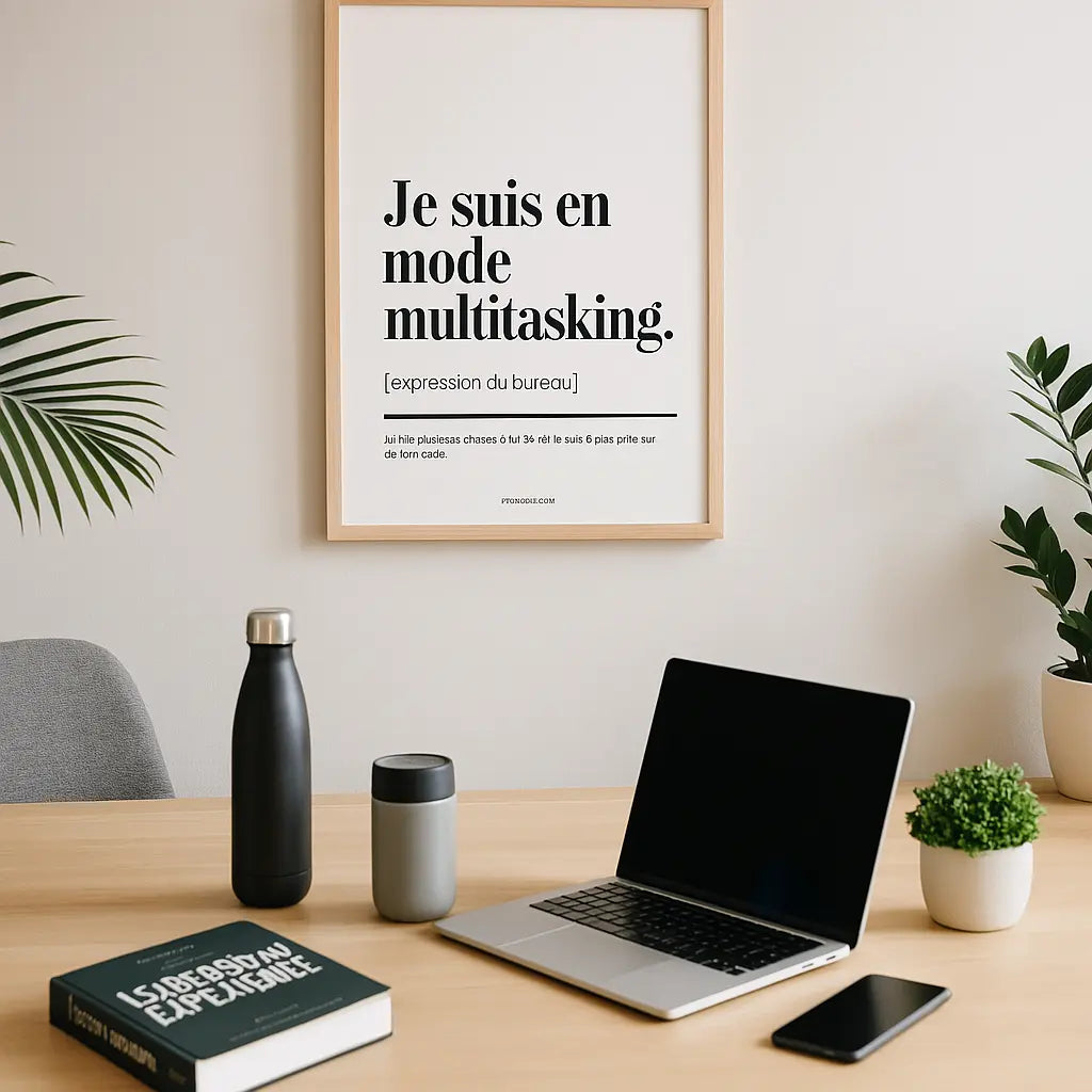 Je suis en mode multitasking - Affiche expression du bureau FLTMfrance