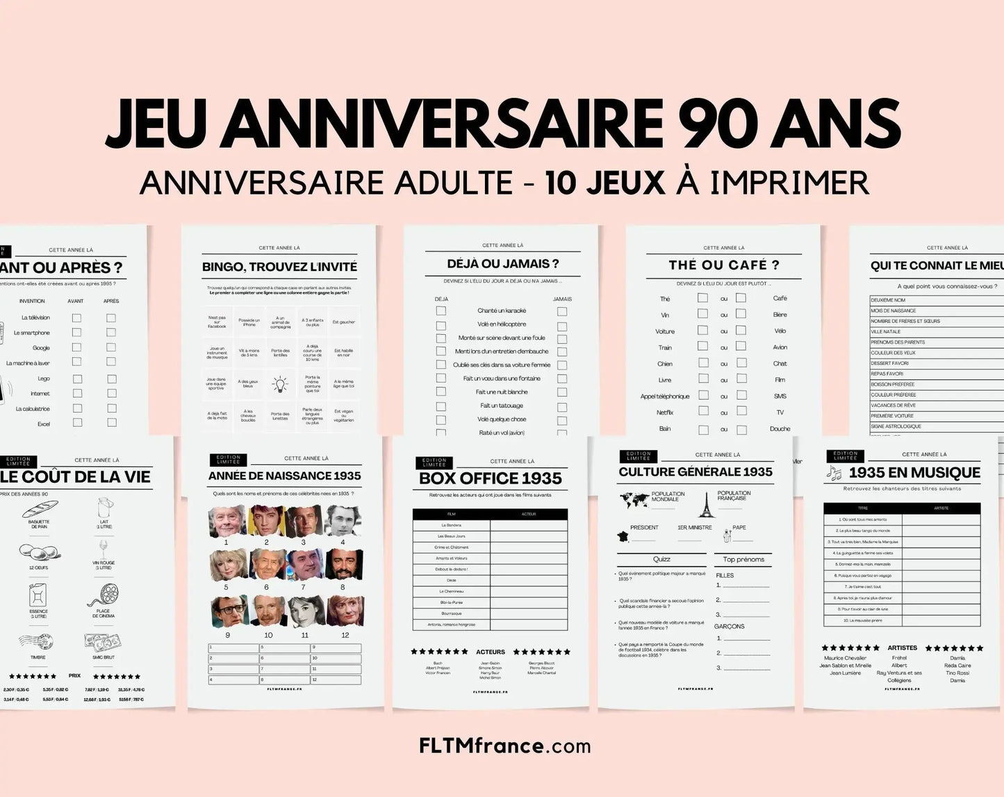Jeu anniversaire 90 ans - Jeux de fête pour 90ème anniversaire FLTMfrance