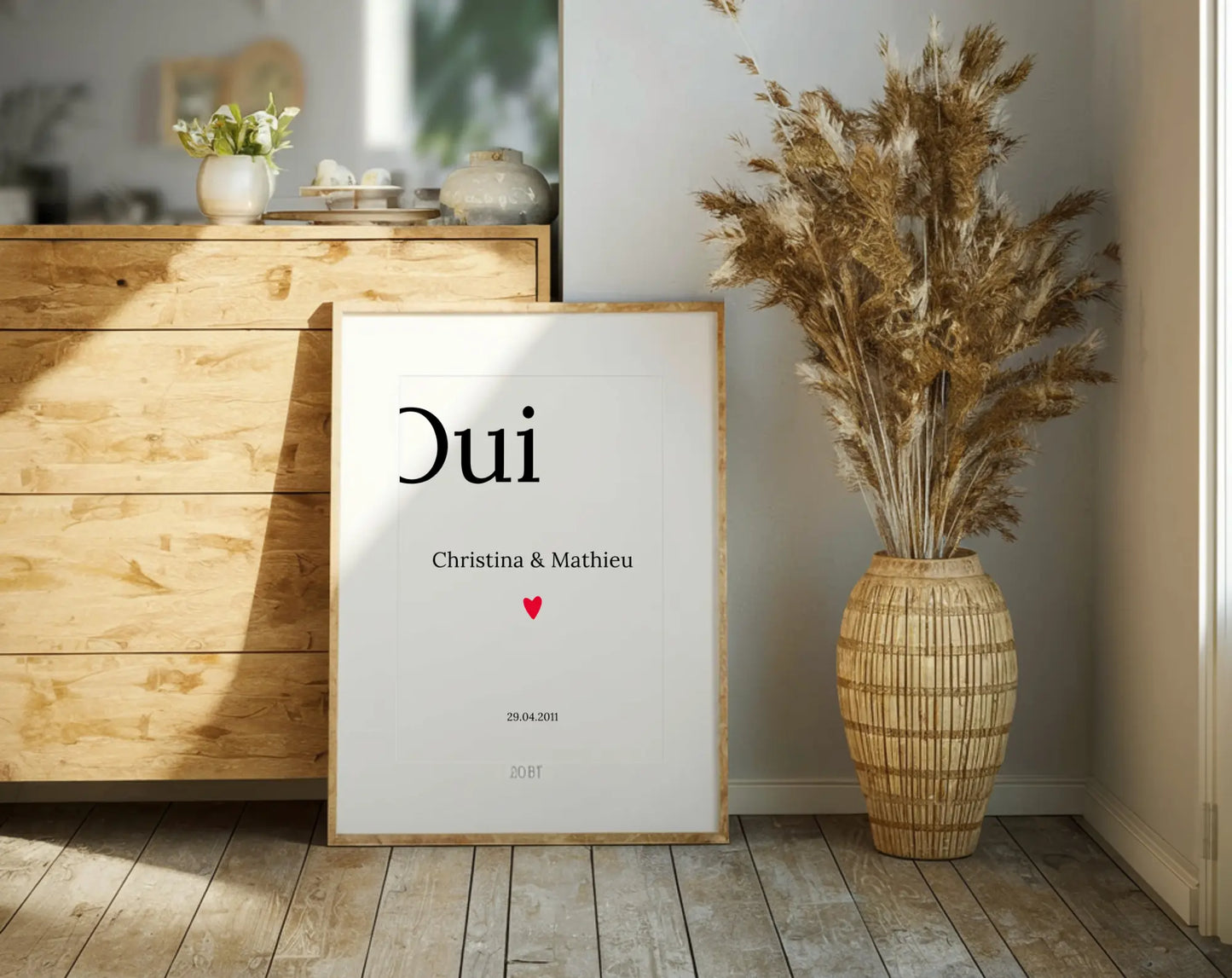 Oui Affiche personnalisée avec date et prénoms - Cadeau et décoration de mariage FLTMfrance