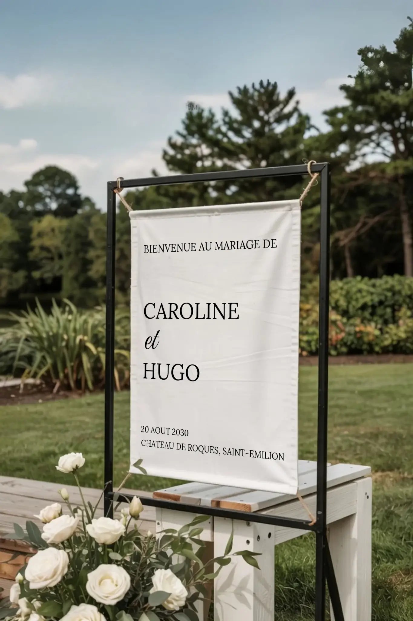 Panneau de bienvenue mariage rectangulaire personnalisé FLTM