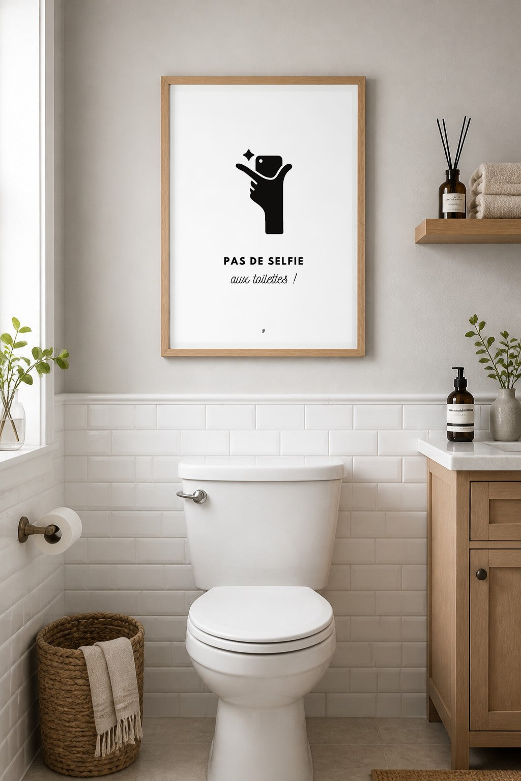 Affiche Pas de selfie aux toilettes - Poster humour WC