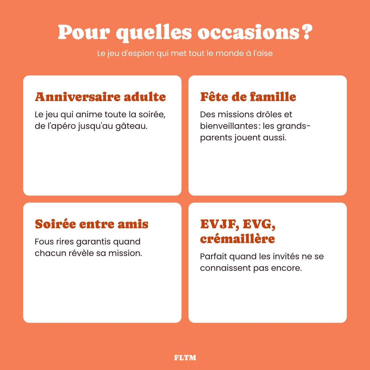 Jeu d'agent secret pour anniversaire adulte, fête de famille, soirée entre amis, EVJF