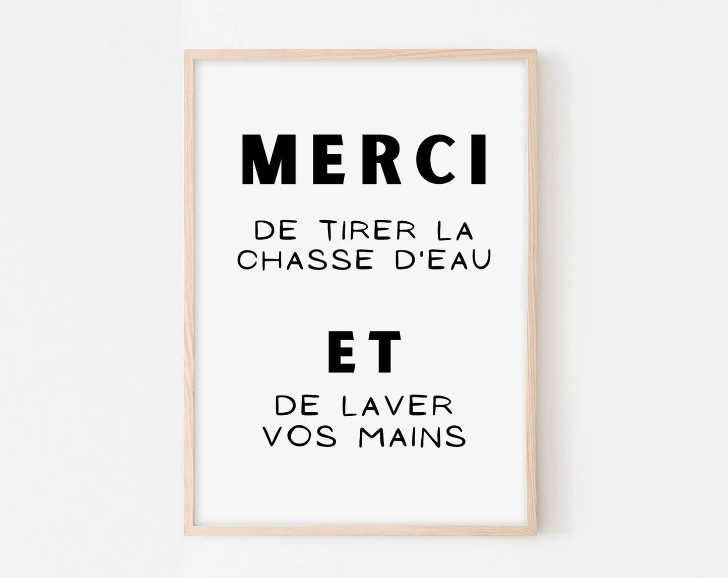 Affiche Merci de tirer la chasse d'eau et laver vos mains - Poster humour WC FLTMfrance