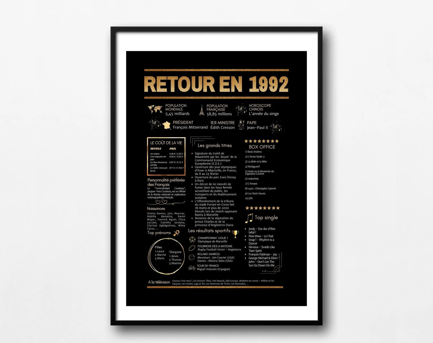 1992 Affiche Journal de l'année black et gold - FLTMfrance