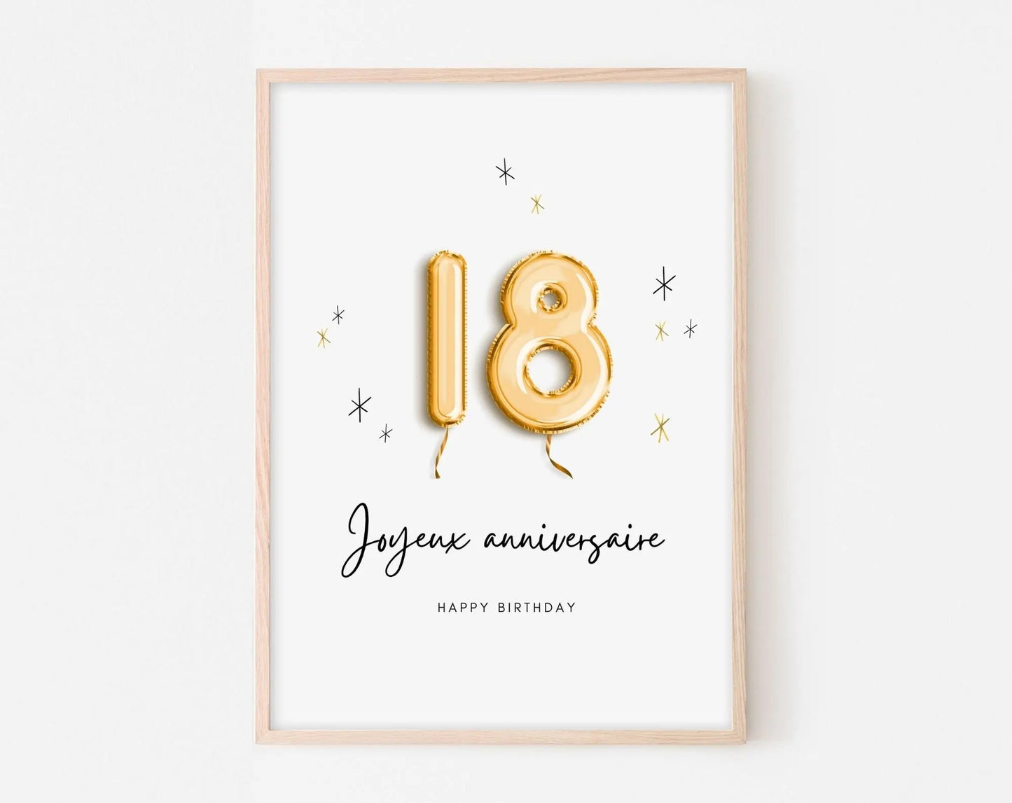 Affiche ballon doré 18 ans - Joyeux anniversaire 18 ans FLTMfrance