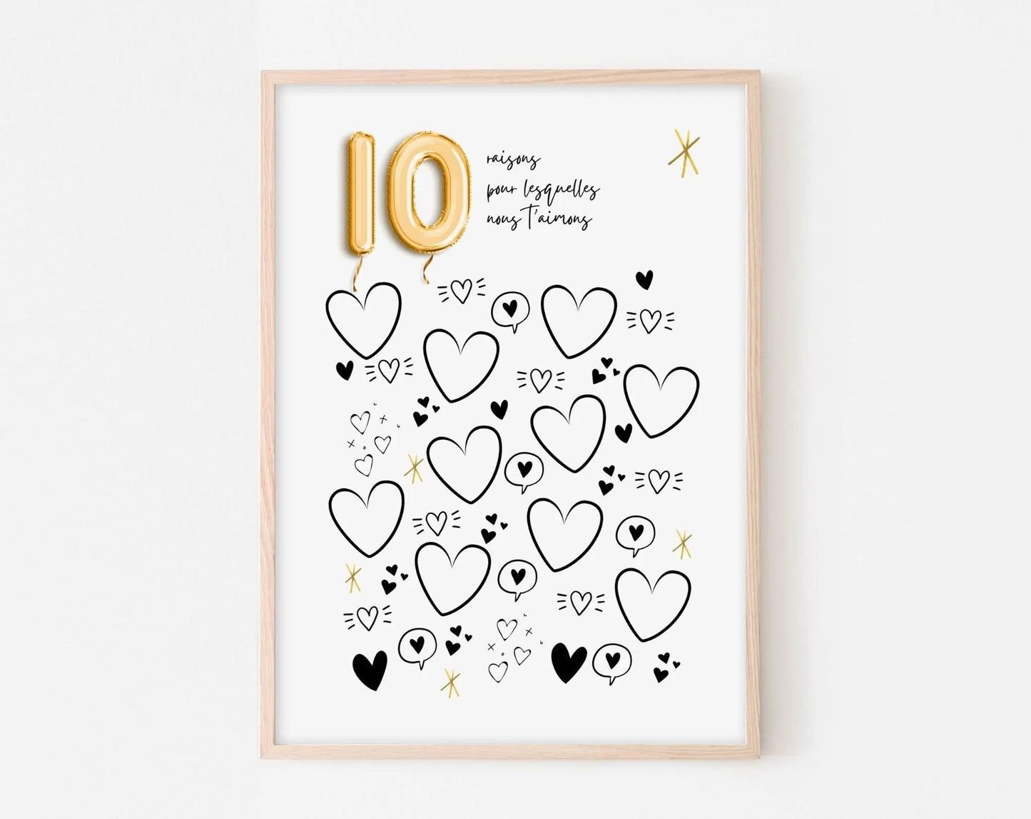 Affiche gold 10 raisons pour lesquelles nous t’aimons - Anniversaire 10 ans FLTMfrance