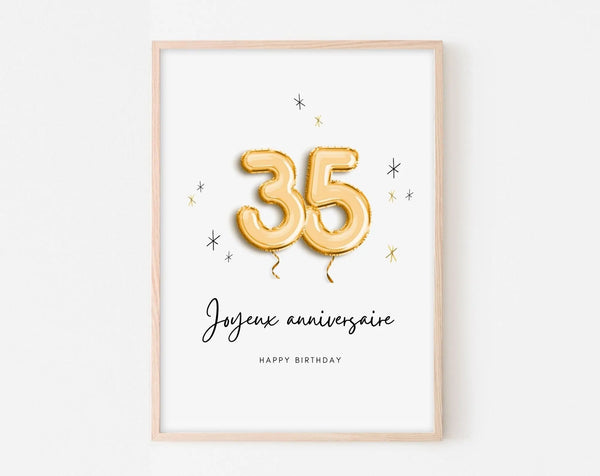 Affiche ballon doré 35 ans - Joyeux anniversaire 35 ans