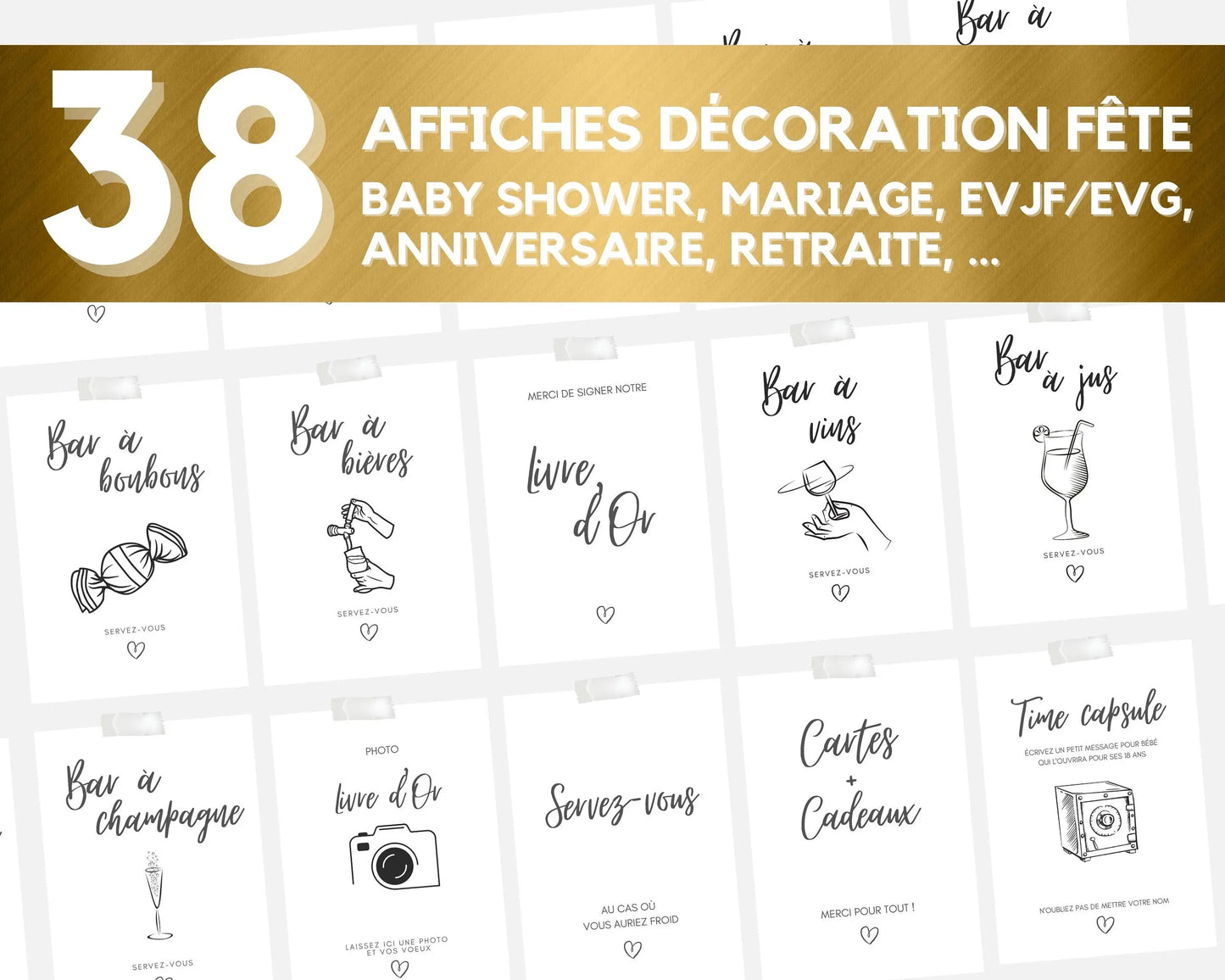 38 affiches pour décoration de fêtes FLTMfrance