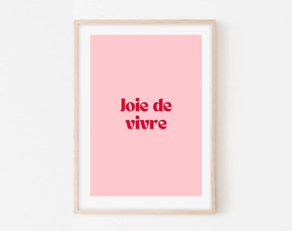 Affiche Joie de vivre - Affiche citation rose