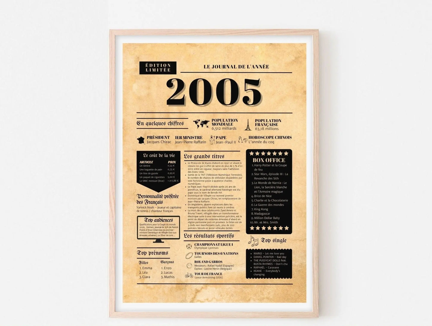 Journal de l'année 2005 - Affiche année de naissance FLTMfrance