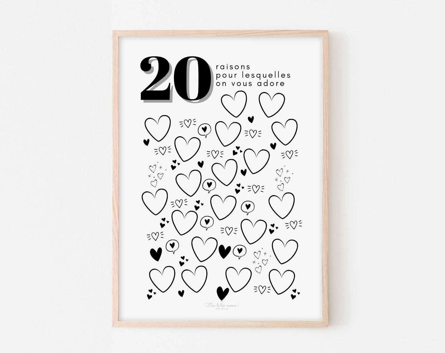 Affiche couple 20 raisons pour lesquelles on vous adore - Anniversaire 20 ans FLTMfrance