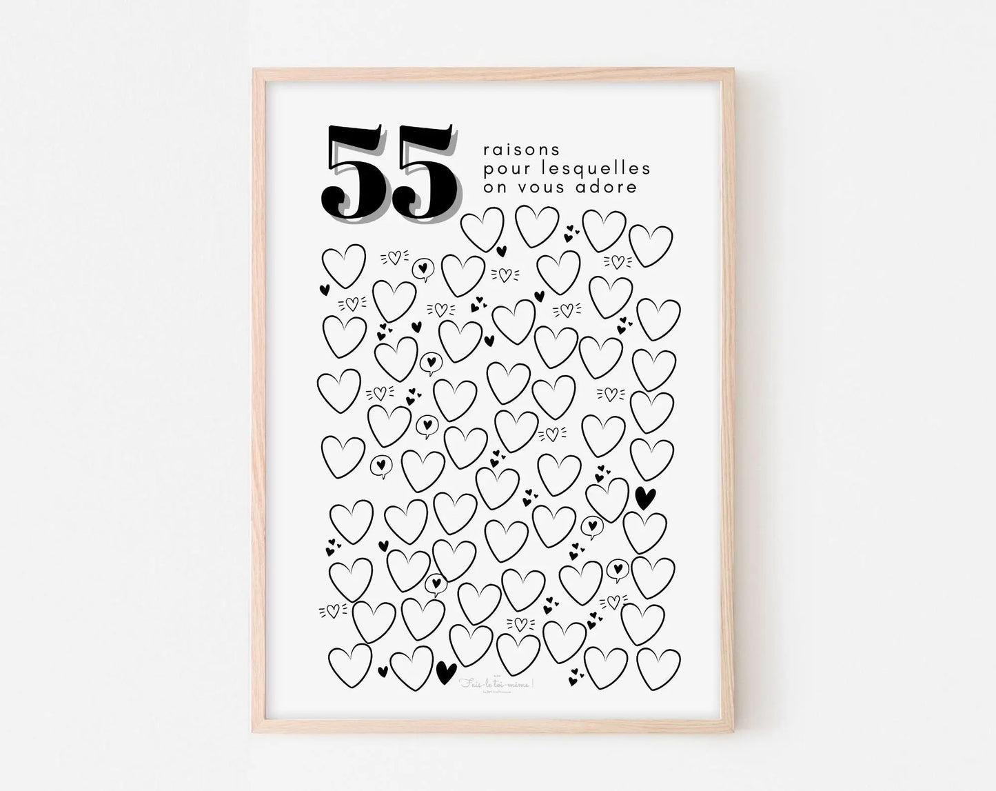 Affiche couple 55 raisons pour lesquelles on vous adore - Anniversaire 55 ans FLTMfrance