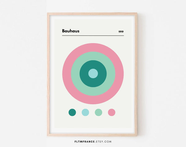 Affiche Bauhaus 1919 rose et vert - Affiche de musée