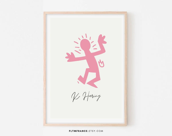 Affiche Keith Haring rose - Affiche de musée