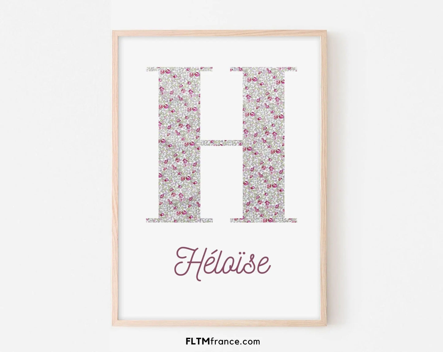 Affiche lettre de l'alphabet Liberty Eloise Classic Rose - A personnaliser avec prénom au choix, poster à imprimer, décoration chambre FLTMfrance