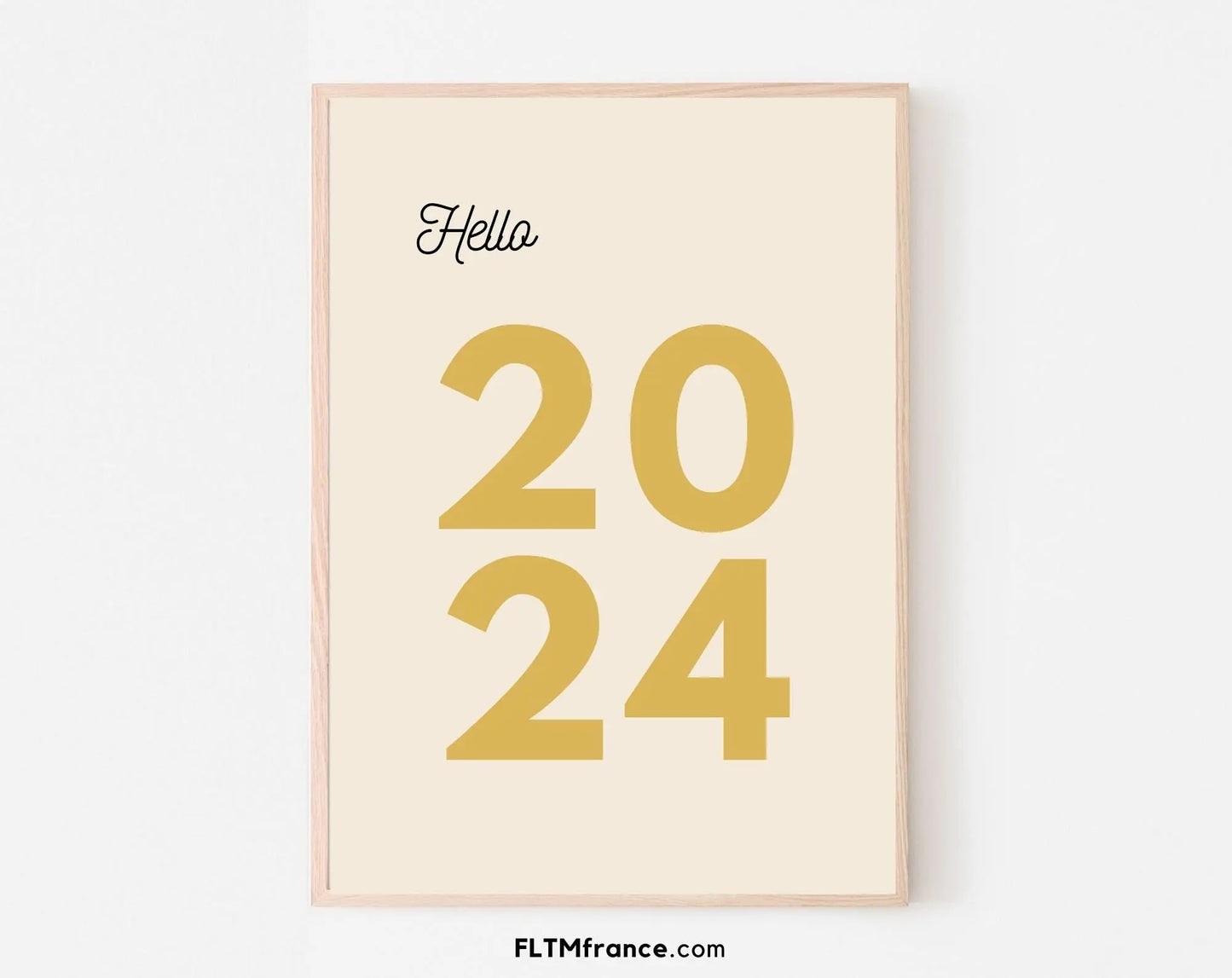 Hello 2024 affiche du nouvel an 2024 - Art mural du nouvel an - Décoration du réveillon du nouvel an - Poster à imprimer FLTMfrance - FLTMfrance