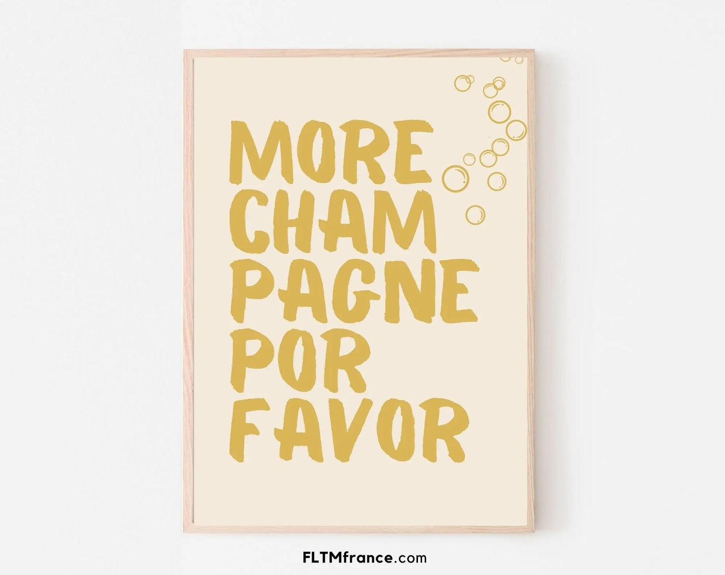 More champagne por favor affiche du nouvel an 2024 - Art mural du nouvel an - Décoration du réveillon - Poster à imprimer FLTMfrance - FLTMfrance