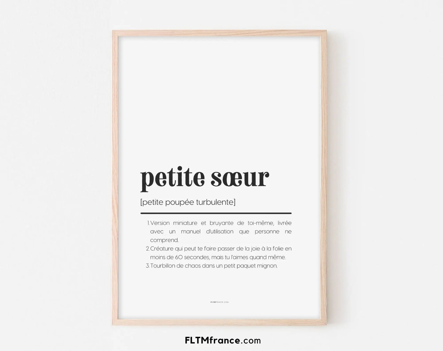 Affiche définition petite sœur - Affiche définition humour famille FLTMfrance