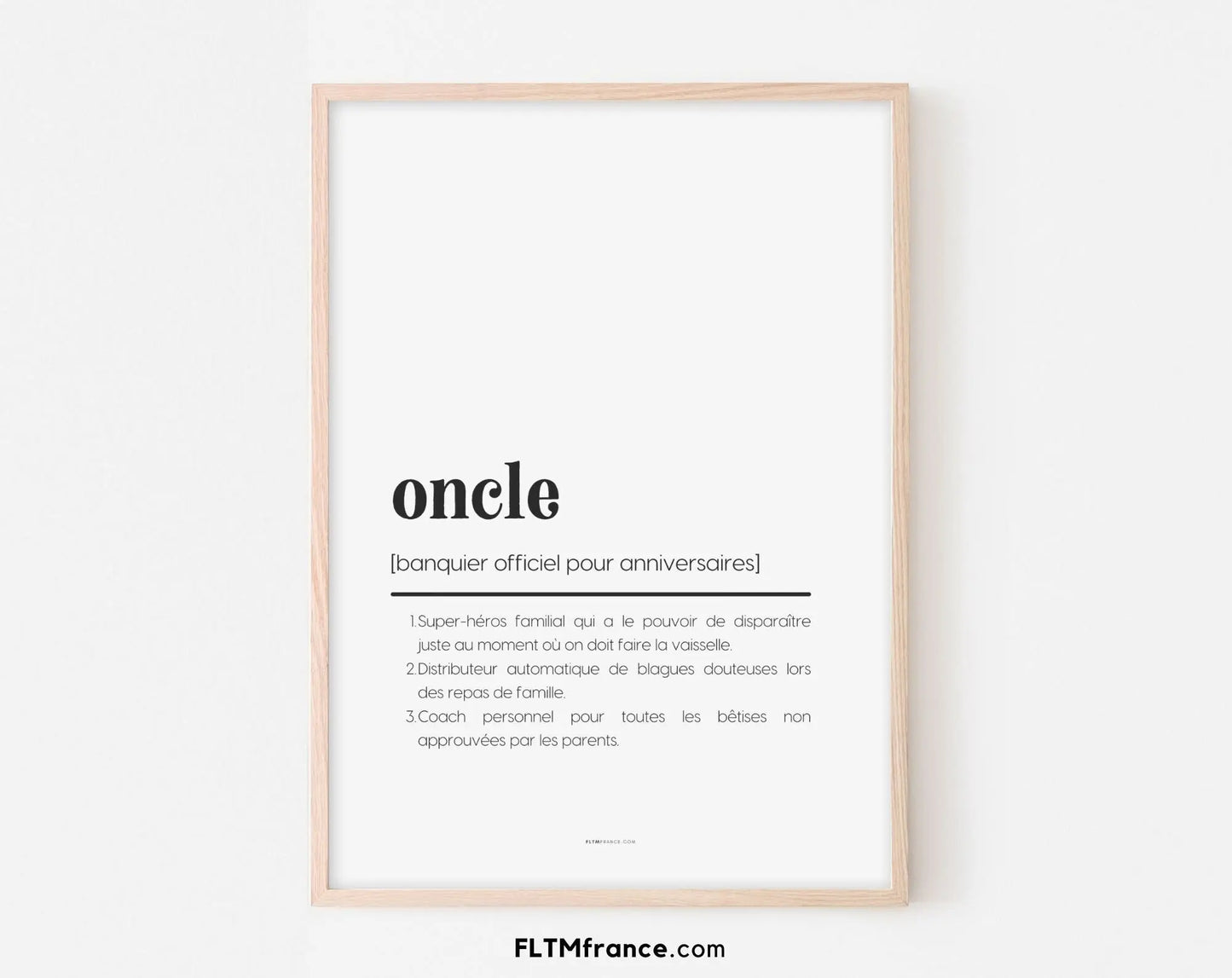 Affiche définition oncle - Affiche définition humour famille FLTMfrance